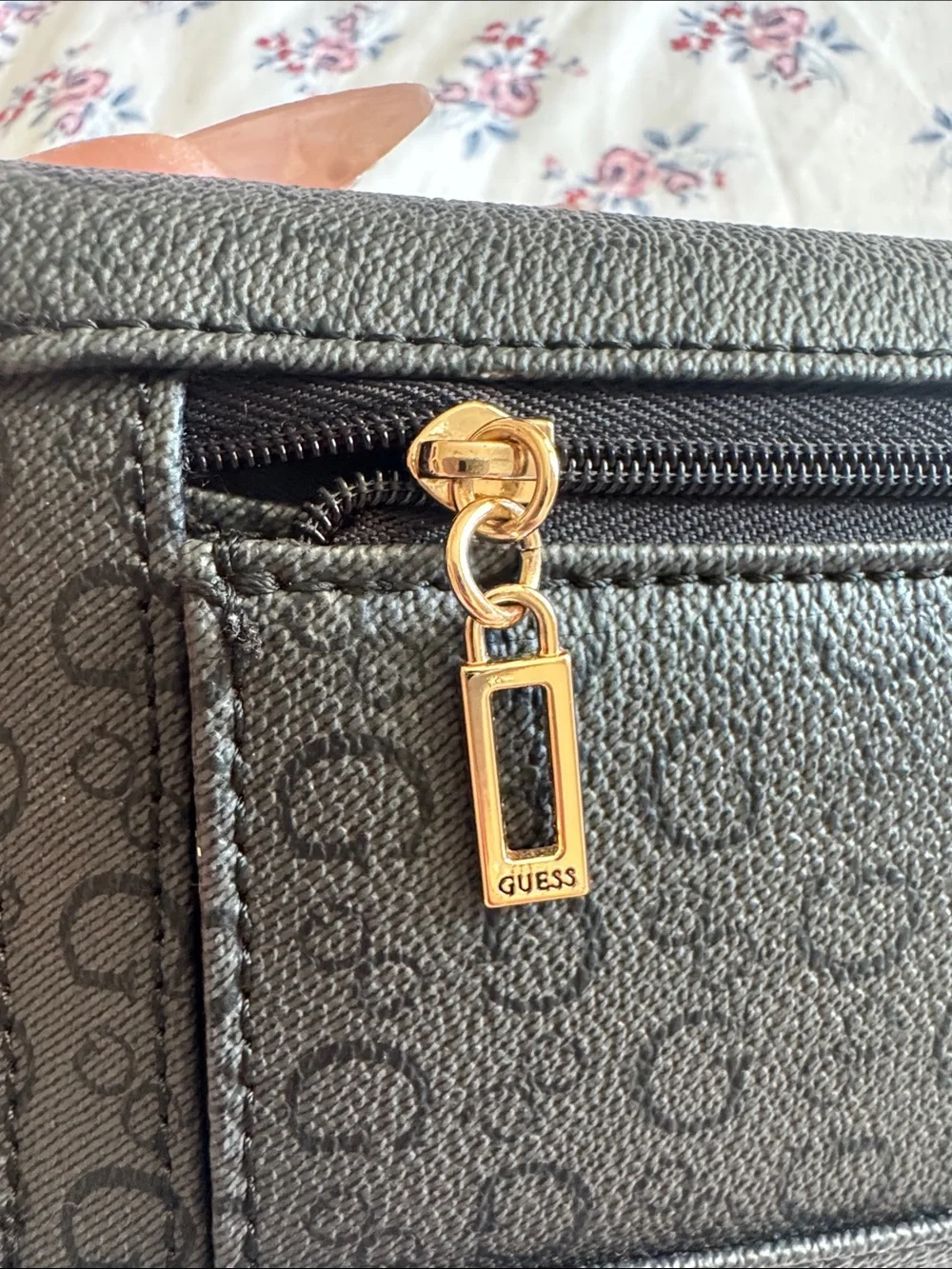 GUESS Black Continental Wallet with Gold Logo Accent